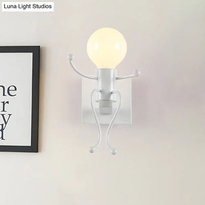 Aplique de pared Art Déco con forma humana metálica - Blanco y negro, luz de noche (1/2 cabezal)