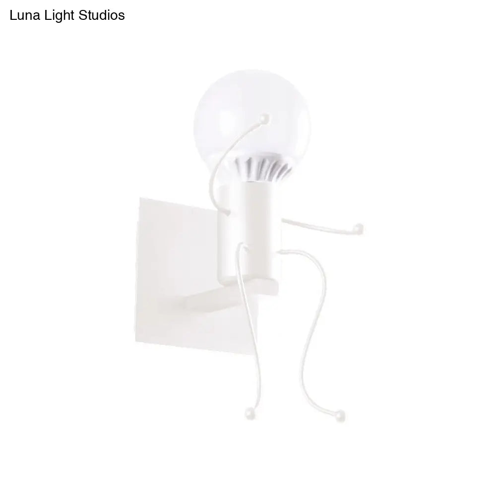 Aplique de pared Art Déco con forma humana metálica - Blanco y negro, luz de noche (1/2 cabezal)