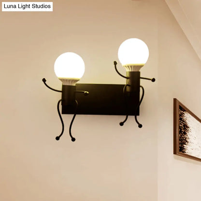 Aplique de pared Art Déco con forma humana metálica - Blanco y negro, luz de noche (1/2 cabezal)