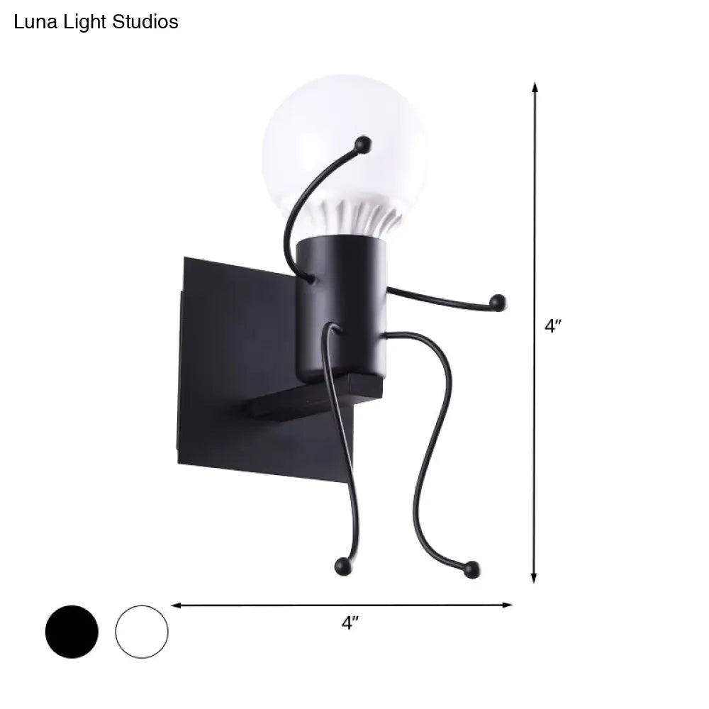 Aplique de pared Art Déco con forma humana metálica - Blanco y negro, luz de noche (1/2 cabezal)