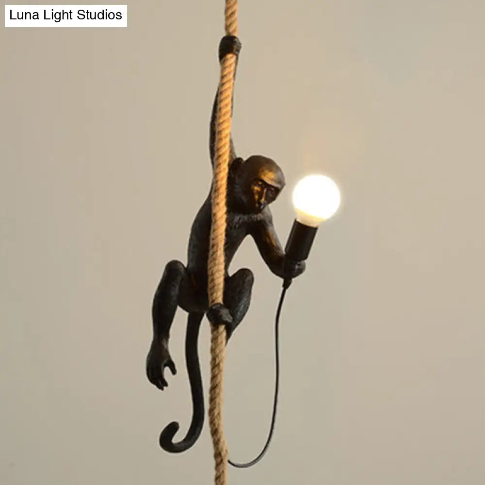 Art Deco Monkey Hanging Lamp - Resin Pendant for Kids Bedroom Lighting