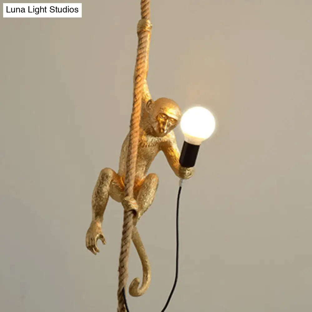 Art Deco Monkey Hanging Lamp - Resin Pendant for Kids Bedroom Lighting