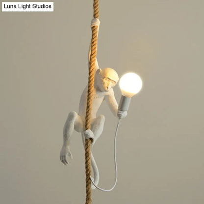 Art Deco Monkey Hanging Lamp - Resin Pendant for Kids Bedroom Lighting