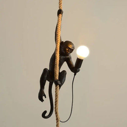 Art Deco Monkey Hanging Lamp - Resin Pendant for Kids Bedroom Lighting