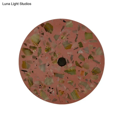 Art deco mosaic terrazzo led wall light living room sconce with circular pinkish terrazzo sink and colorful stone fragments
