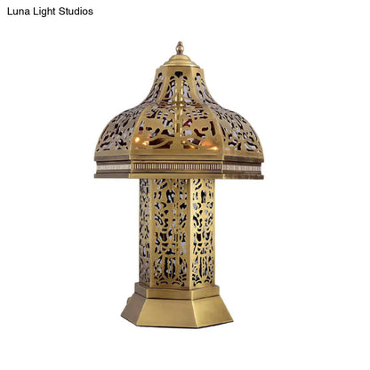 Lámpara de mesa/noche Art Déco con forma de seta en latón - 3 bombillas - Decoración para dormitorio