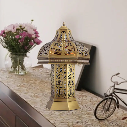 Lámpara de mesa/noche Art Déco con forma de seta en latón - 3 bombillas - Decoración para dormitorio