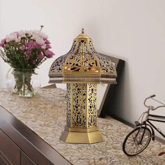 مصباح طاولة ليلي بتصميم فطر آرت ديكو من النحاس - 3 لمبات - ديكور غرفة النوم