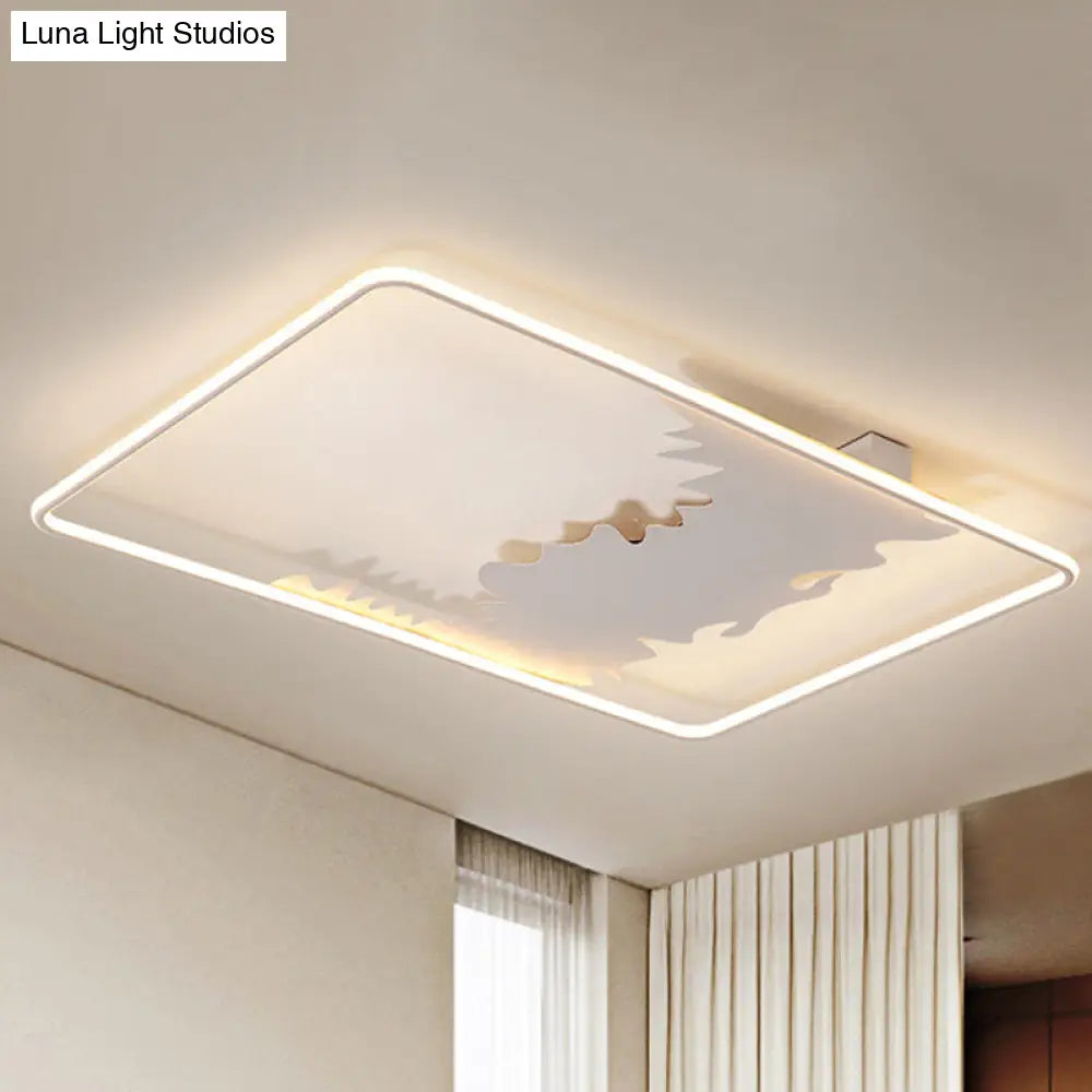 DecorBites™ DecorBites™ Art Deco Oblong LED Ceiling Flush Light in White/Warm Light, 34.5"/39" Wide