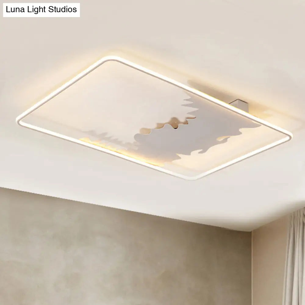 DecorBites™ DecorBites™ Art Deco Oblong LED Ceiling Flush Light in White/Warm Light, 34.5"/39" Wide