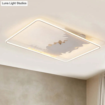 DecorBites™ DecorBites™ Art Deco Oblong LED Ceiling Flush Light in White/Warm Light, 34.5"/39" Wide