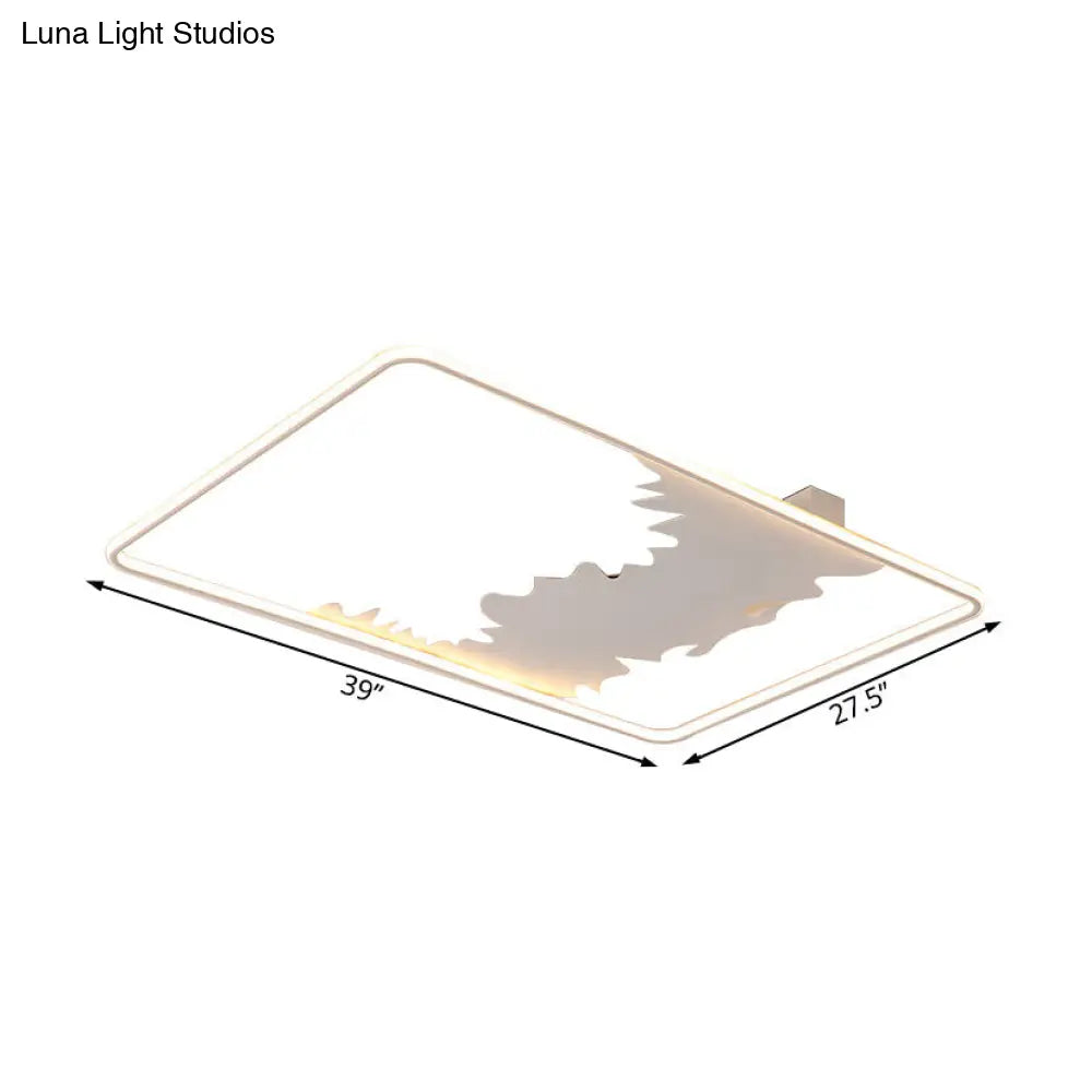 DecorBites™ DecorBites™ Art Deco Oblong LED Ceiling Flush Light in White/Warm Light, 34.5"/39" Wide