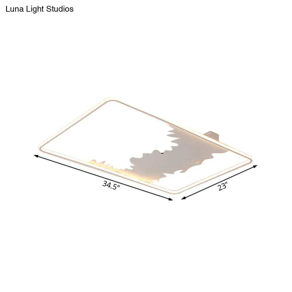 DecorBites™ DecorBites™ Art Deco Oblong LED Ceiling Flush Light in White/Warm Light, 34.5"/39" Wide