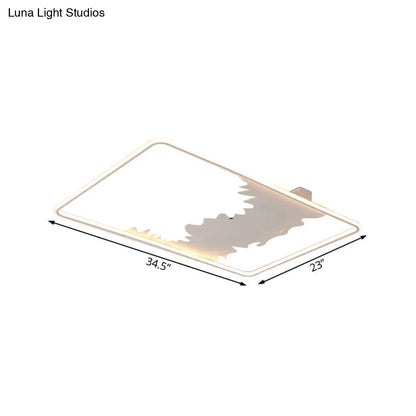 DecorBites™ DecorBites™ Art Deco Oblong LED Ceiling Flush Light in White/Warm Light, 34.5"/39" Wide