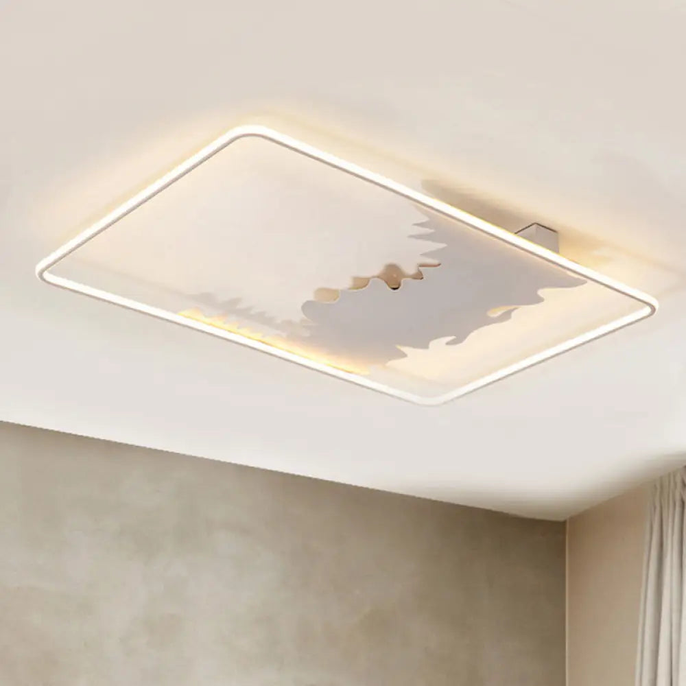 DecorBites™ DecorBites™ Art Deco Oblong LED Ceiling Flush Light in White/Warm Light, 34.5"/39" Wide