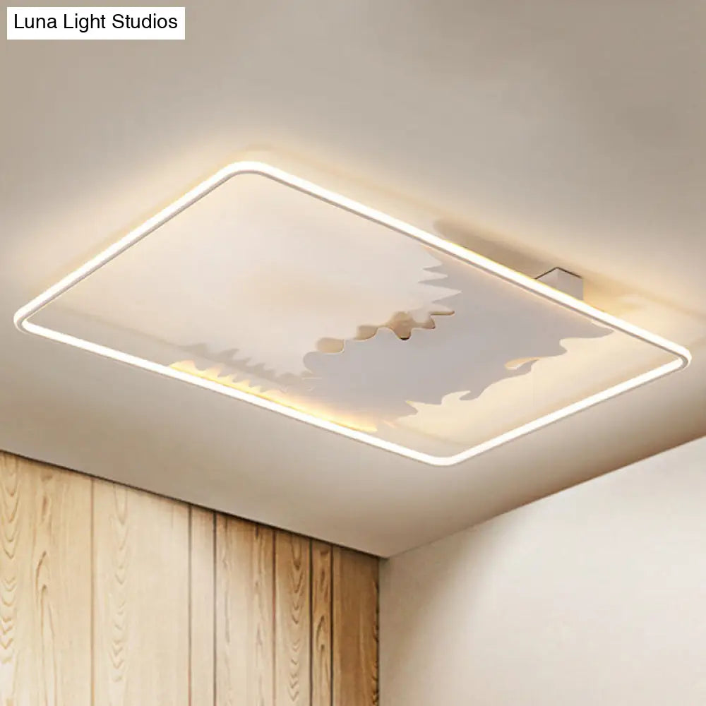 DecorBites™ DecorBites™ Art Deco Oblong LED Ceiling Flush Light in White/Warm Light, 34.5"/39" Wide