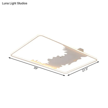 DecorBites™ DecorBites™ Art Deco Oblong LED Ceiling Flush Light in White/Warm Light, 34.5"/39" Wide