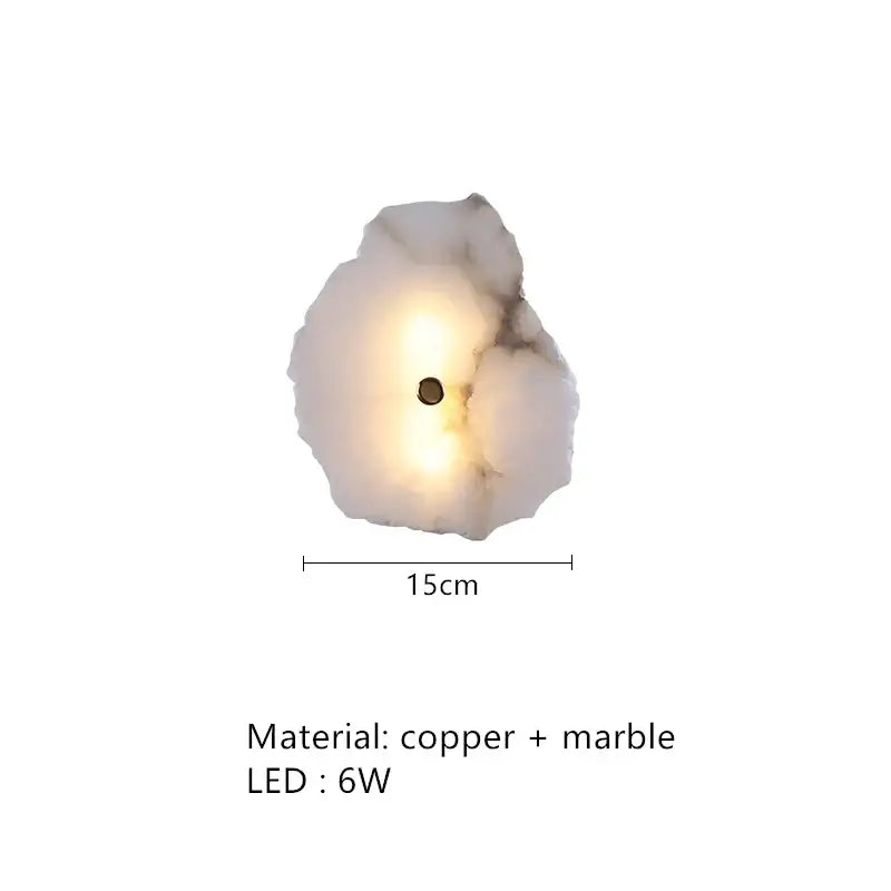 Art deco off white marble led wall sconce with warm copper and marble decorbites elegant marble bedroom light