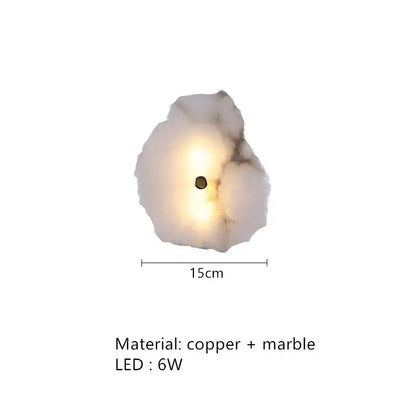 Art deco off white marble led wall sconce with warm copper and marble decorbites elegant marble bedroom light