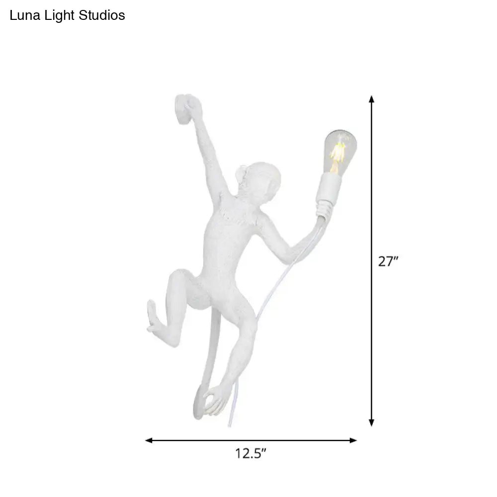 Aplique de pared Art Déco con forma de mono de resina - Elegante lámpara de 1 luz para recibidor