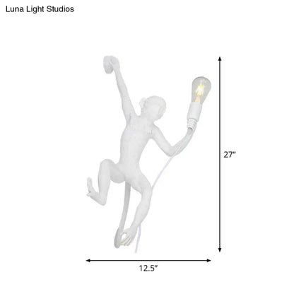 Aplique de pared Art Déco con forma de mono de resina - Elegante lámpara de 1 luz para recibidor