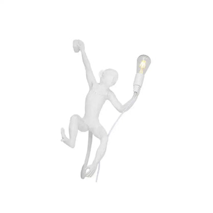 Aplique de pared Art Déco con forma de mono de resina - Elegante lámpara de 1 luz para recibidor