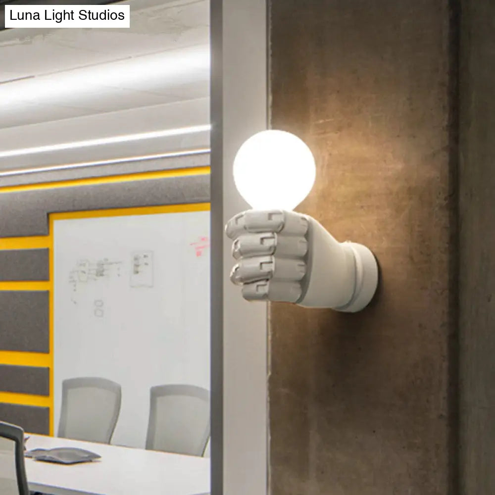 Aplique de pared Art Déco de resina - 1 cabezal blanco/negro, ideal para oficina