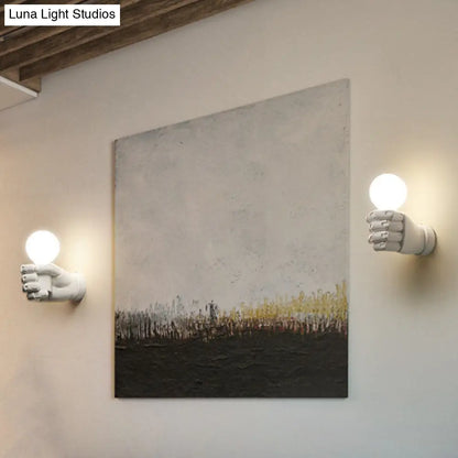 Aplique de pared Art Déco de resina - 1 cabezal blanco/negro, ideal para oficina