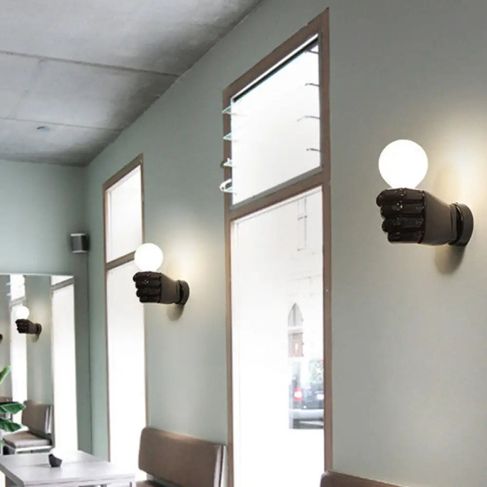 Aplique de pared Art Déco de resina - 1 cabezal blanco/negro, ideal para oficina