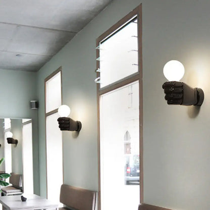 Aplique de pared Art Déco de resina - 1 cabezal blanco/negro, ideal para oficina