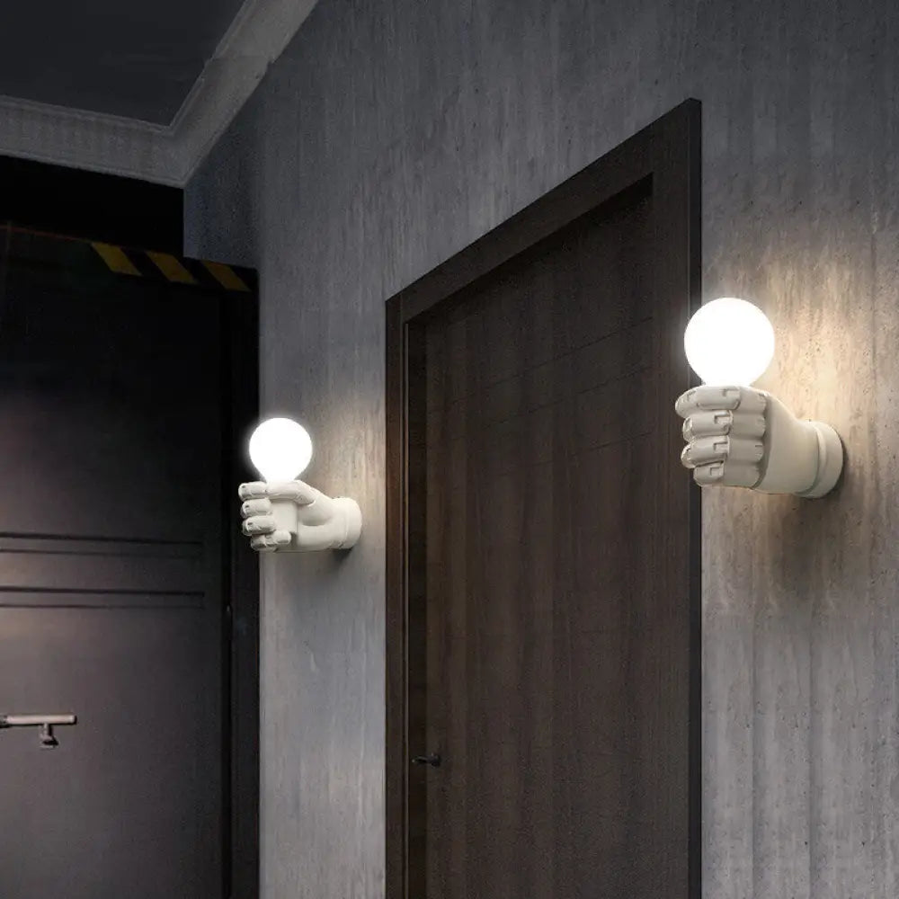 Aplique de pared Art Déco de resina - 1 cabezal blanco/negro, ideal para oficina