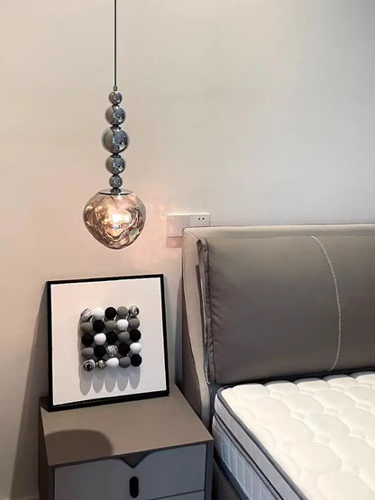 Art Deco Silver Lava Pendant Light in Acrylic and Metal