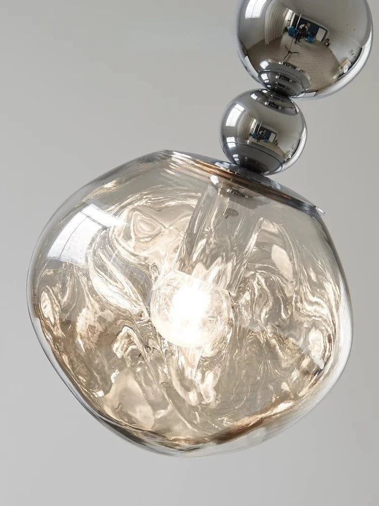 Art Deco Silver Lava Pendant Light in Acrylic and Metal