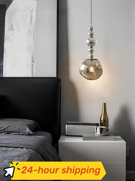 Art Deco Silver Lava Pendant Light in Acrylic and Metal - Decorbites