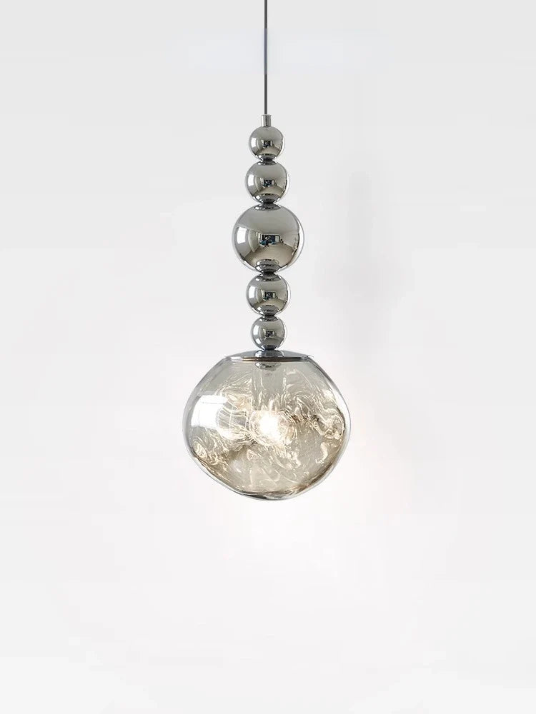 Art Deco Silver Lava Pendant Light in Acrylic and Metal