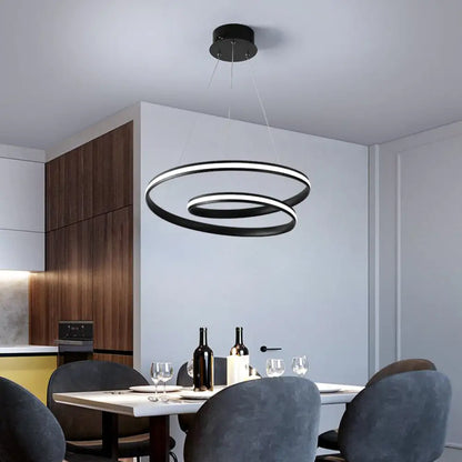 Art Deco Swirl LED Chandelier for Restaurants - Acrylic Suspension Lighting Fixture