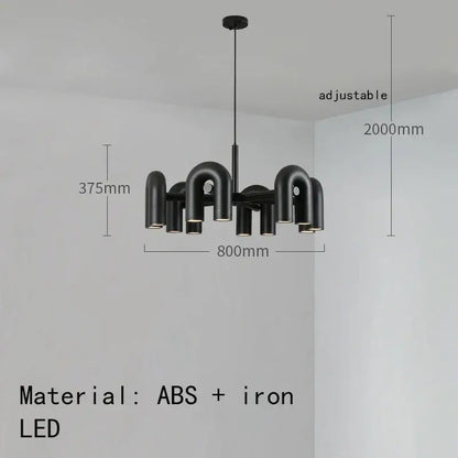 Black modern art deco metal chandelier with u-shaped abs and iron frame for dining room decorbites art deco lighting
