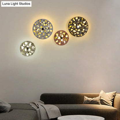 DecorBites™ Art Deco Terrazzo LED Wall Light: Black, Red, Blue Flush Mount Sconce for Living Room