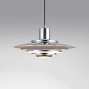 Art Deco White and Silver Aluminum Pendant Light - Decorbites