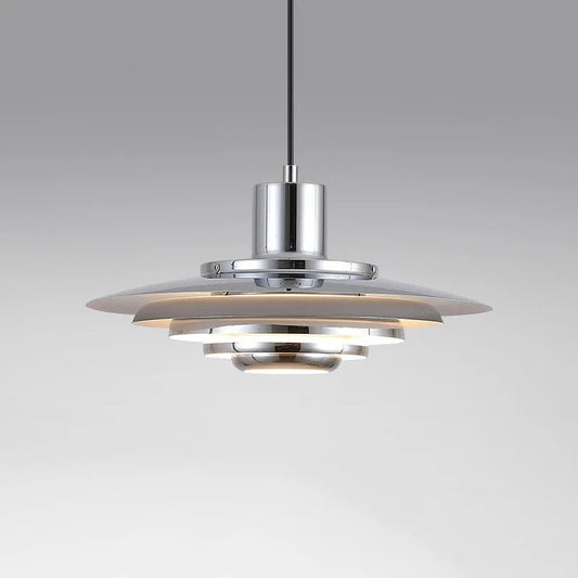 Art Deco White and Silver Aluminum Pendant Light - Decorbites