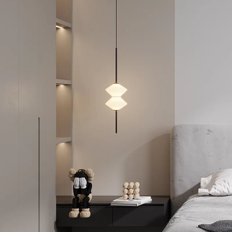 Art Deco White Glass Pendant Light With Gold Metal Wire - Decorbites