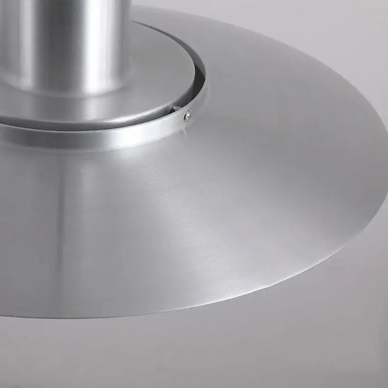 Silver metallic table lamp base with brushed finish and circular design for art deco white silver aluminum pendant light