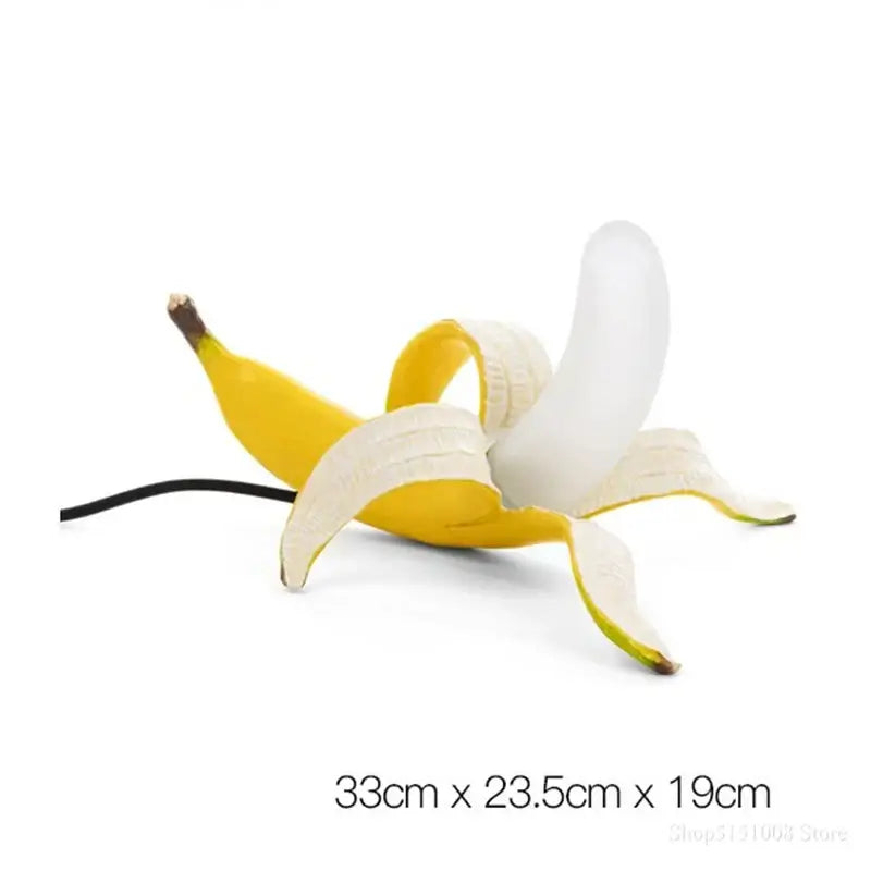 Art deco yellow banana lighting fixture with decorbites glass lampshade led featuring realistic peeled design and black cord