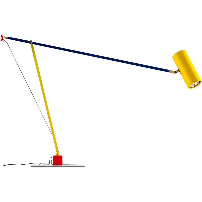 Art deco cob table lamp with vibrant yellow and blue articulated arm and red base for bedroom decorbites colorful cob