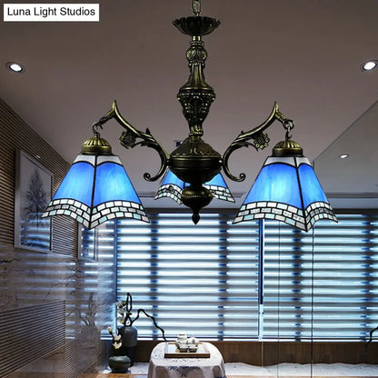 Lámpara de araña Tiffany de cristal artístico - Lámpara de 3 luces para comedor