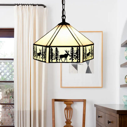 Art Glass Tiffany Pendant Lights with Deer Pattern - Perfect for Kitchen Ceilings