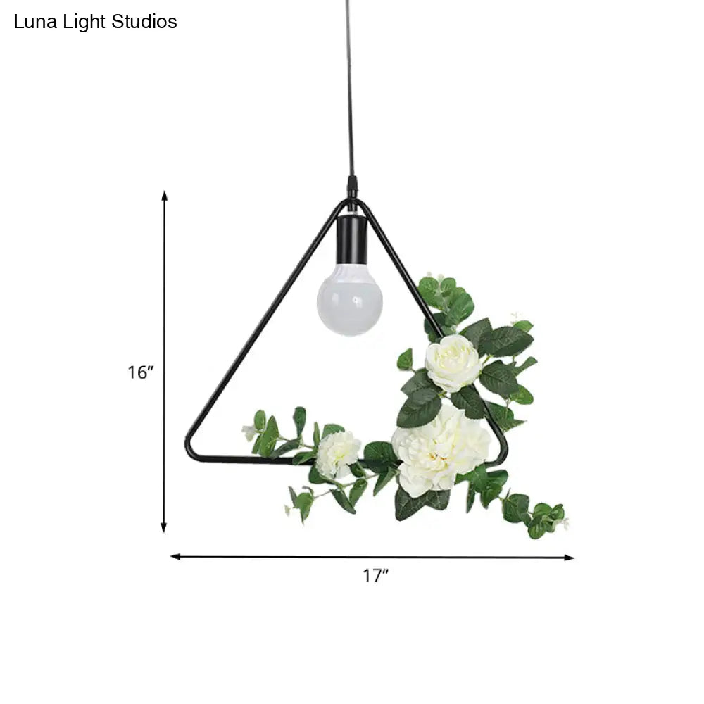 Artificial Flower Pendant with Loft Style Iron Frame - Triangle, Round, Square Design