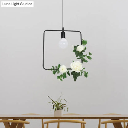 Artificial Flower Pendant with Loft Style Iron Frame - Triangle, Round, Square Design