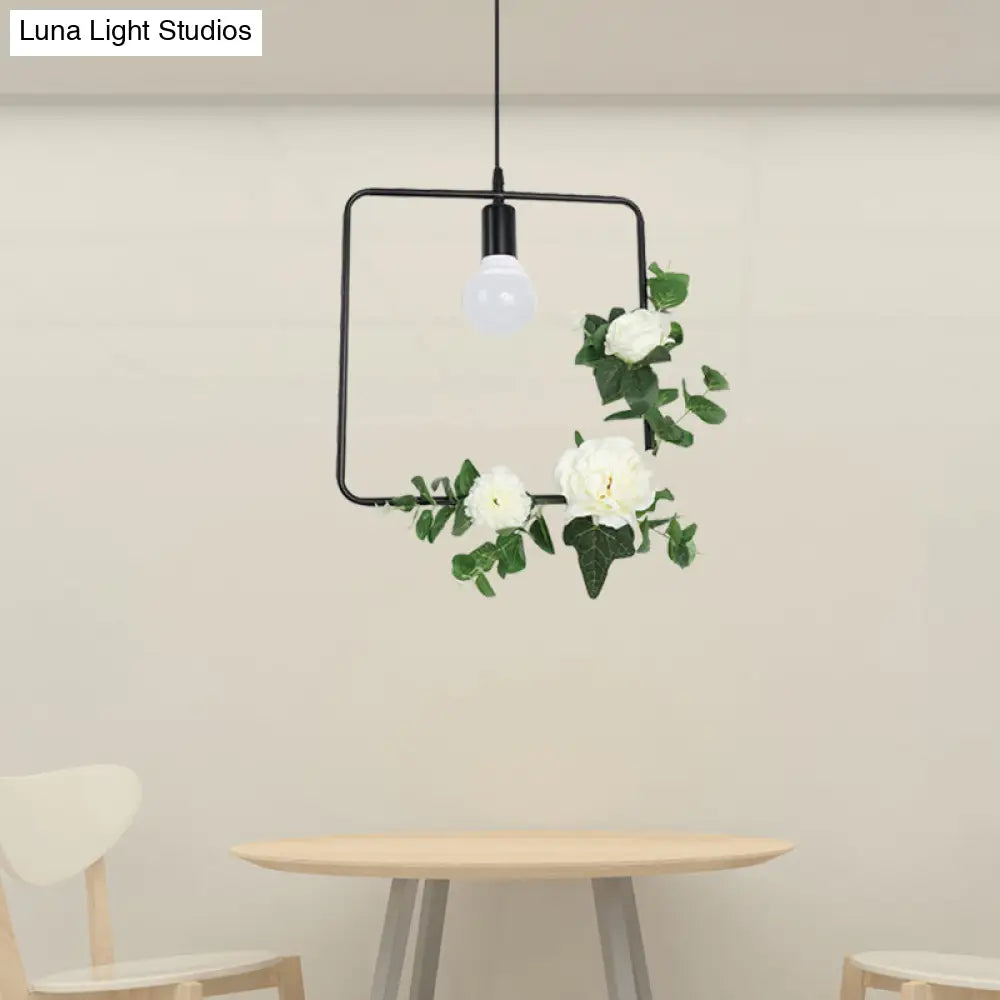 Artificial Flower Pendant with Loft Style Iron Frame - Triangle, Round, Square Design