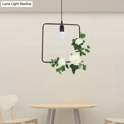 Artificial Flower Pendant with Loft Style Iron Frame - Triangle, Round, Square Design